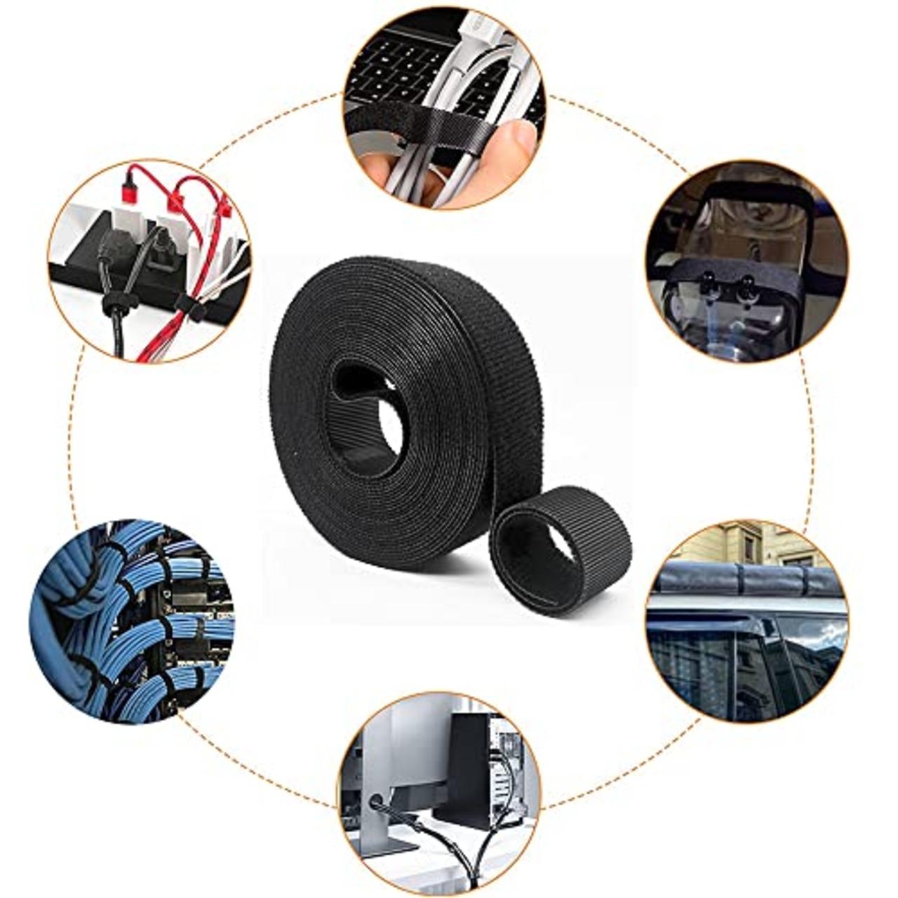Renjzle マジックバンド結束テープ配線収納 収納用 繰り返し使用可能 ケーブル整理 コード固定 自由にカット荷物梱包 屋外 室内 業務用 家庭用面ファスナー 乱雑なライン収納 (2cm*10M)