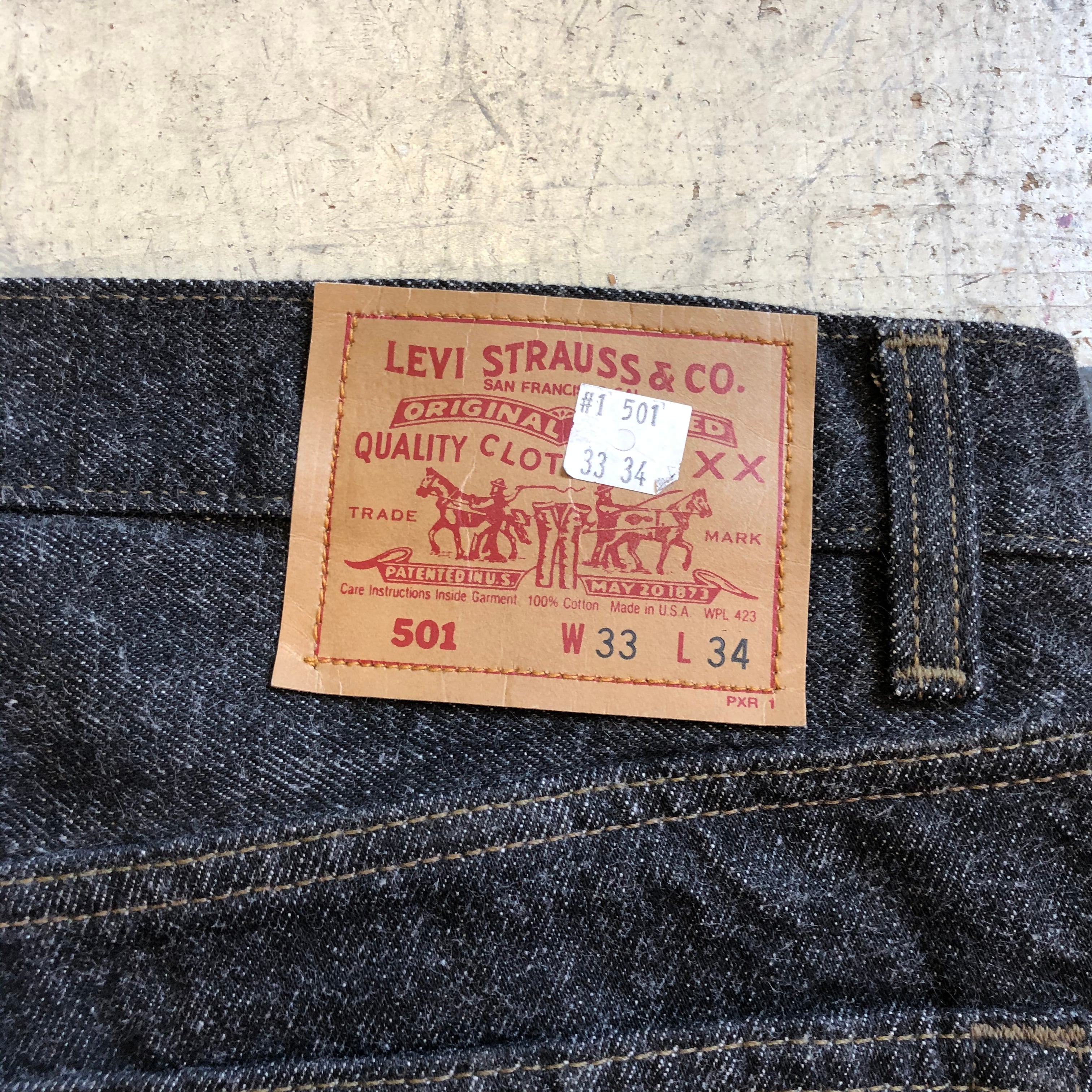 90s USA製 Levis 501 先染め ブラックデニム 28 オールド