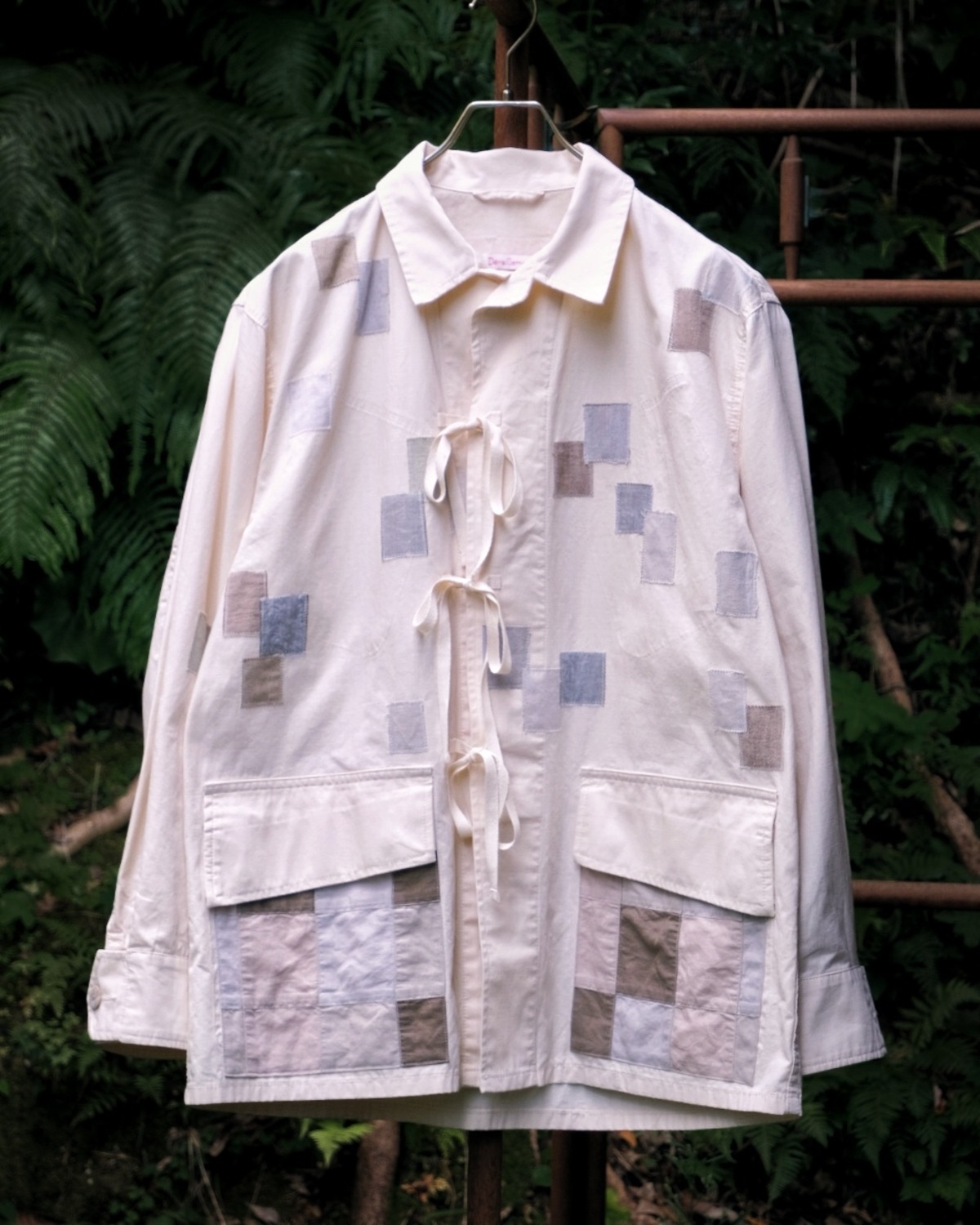 panel patchworked front-ribbon jacket | Déraillement