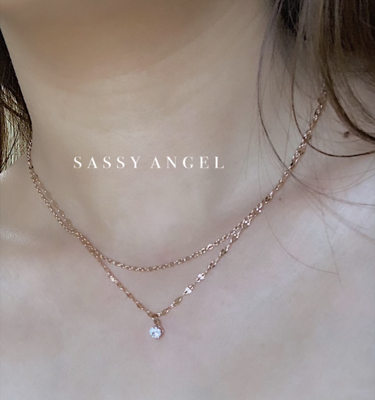 重ね付け風ジルコニアネックレス [024] | SASSY ANGEL
