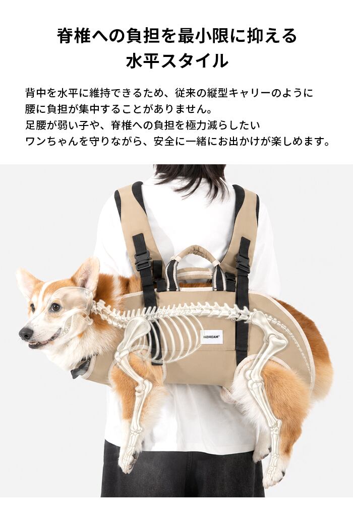 腰 脊髄 負担軽減 3WAY 犬 キャリーバッグ リュック 抱っこ紐 おんぶ