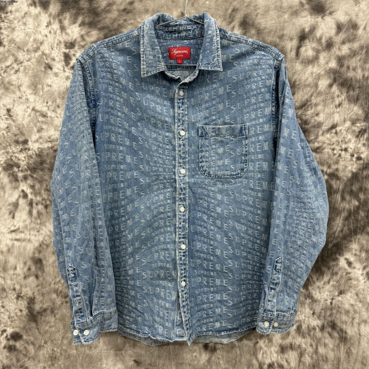 Supreme/シュプリーム【21SS】Warp Jacquard Logos Denim Shirt/ワープ ジャガード ロゴ デニムシャツ/L