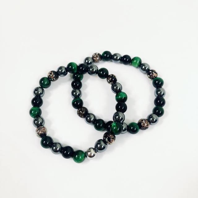 MIX STONE BRACELET(GREEN)【ジュエリーポーチ付き】