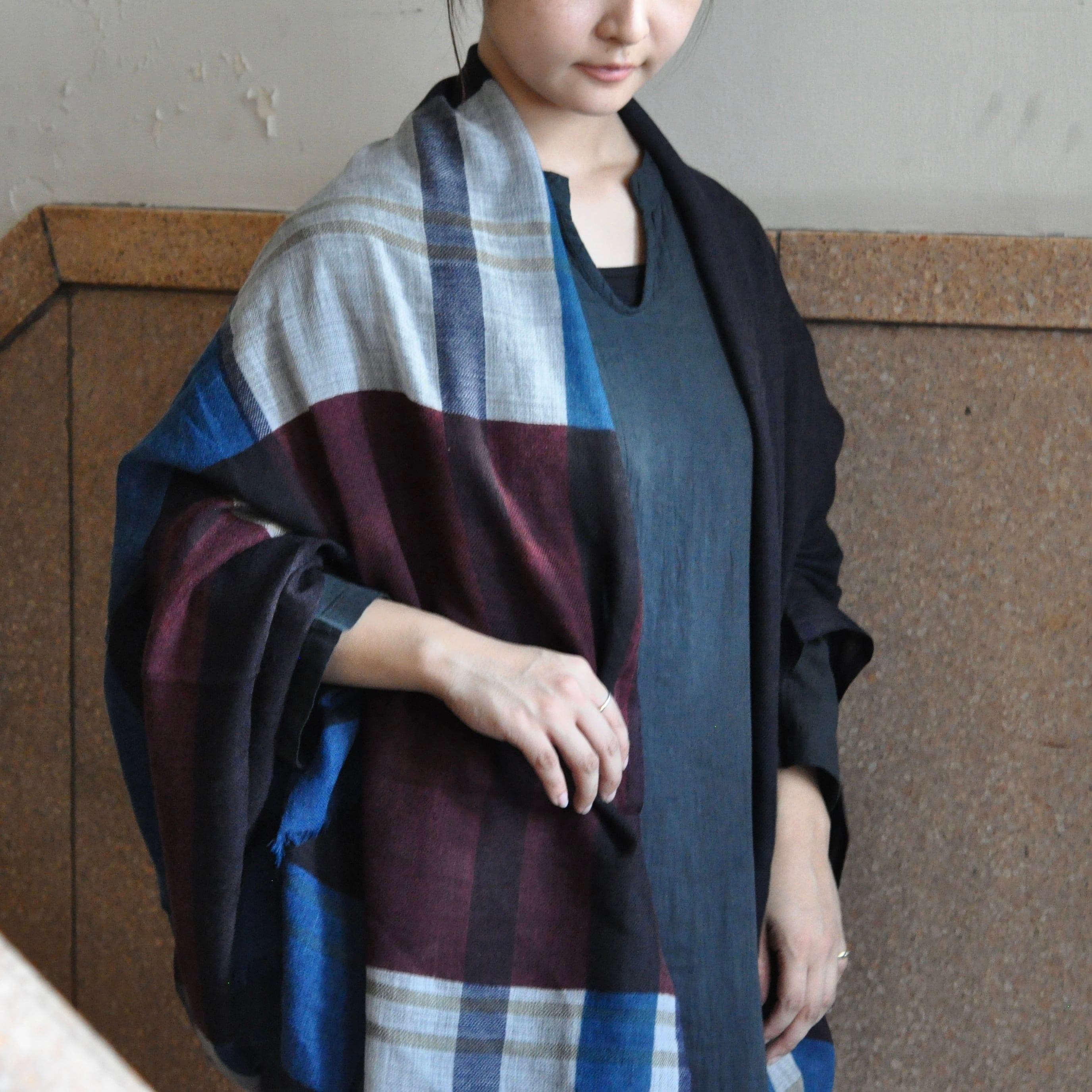 MAPOESIE wool scarves (bordeaux × blue)