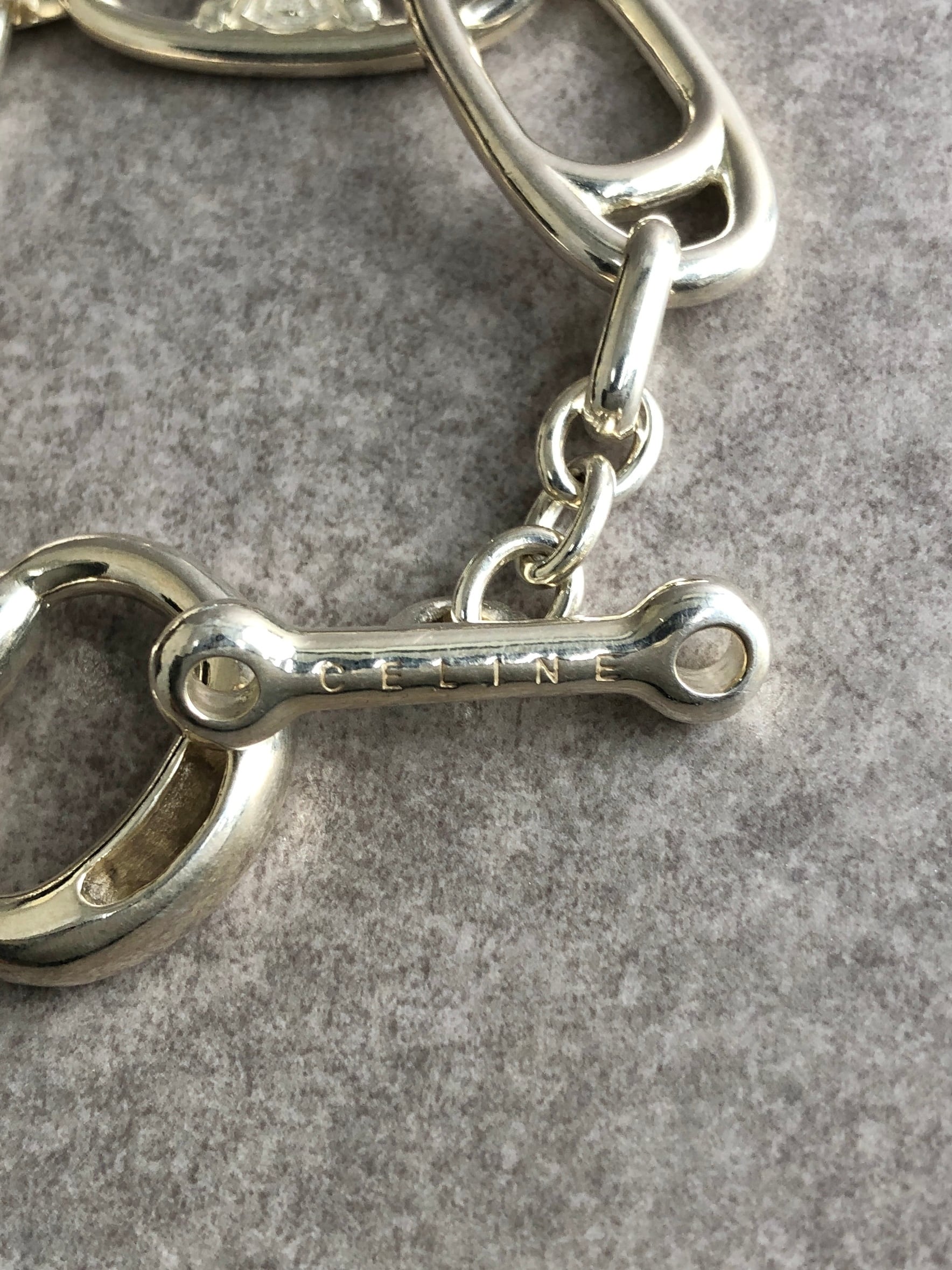 稀少品　美品　セリーヌ　ビンテージ　ブレスレット　シルバーカラー CELINE】セリーヌ ヴィンテージ SS マカダム ブレスレット シルバー