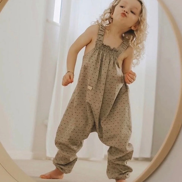 【予約】House of Dungarees / Organic Pullover Dungaree - Dotty Beige