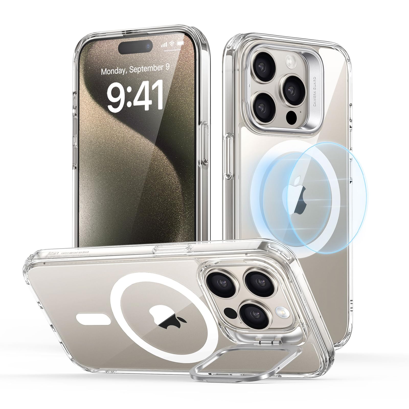ESR iPhone15Pro ケース いphone15Pro ケース用 Flexスタンド 3倍米軍MIL規格 Classic Hybrid クリア
