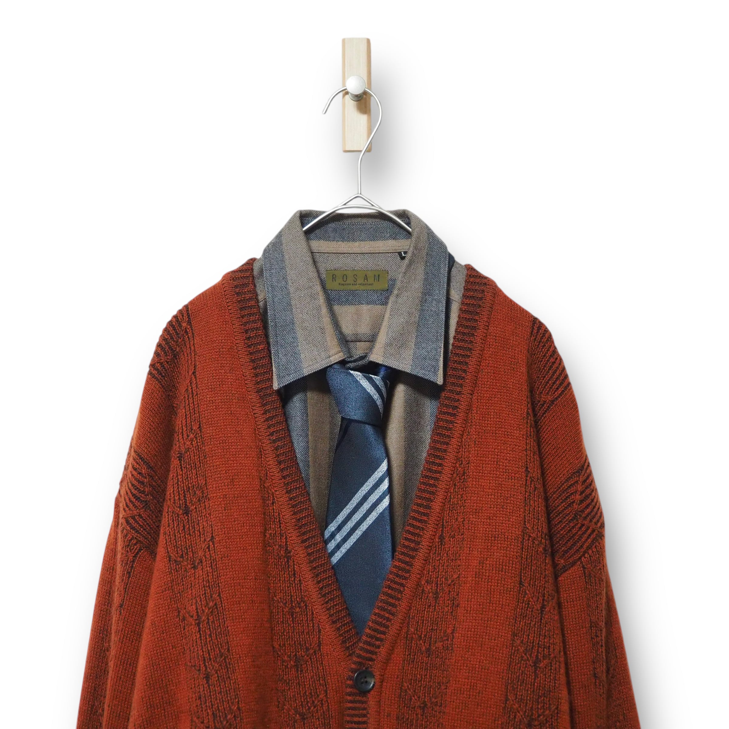 【VINTAGE】ネクタイシャツ+カーディガン