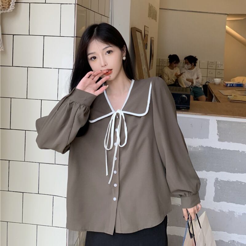 オータムシャツ ルーズ薄手ホワイトカーディガントップス ロング 秋物 1号婦人11132312530