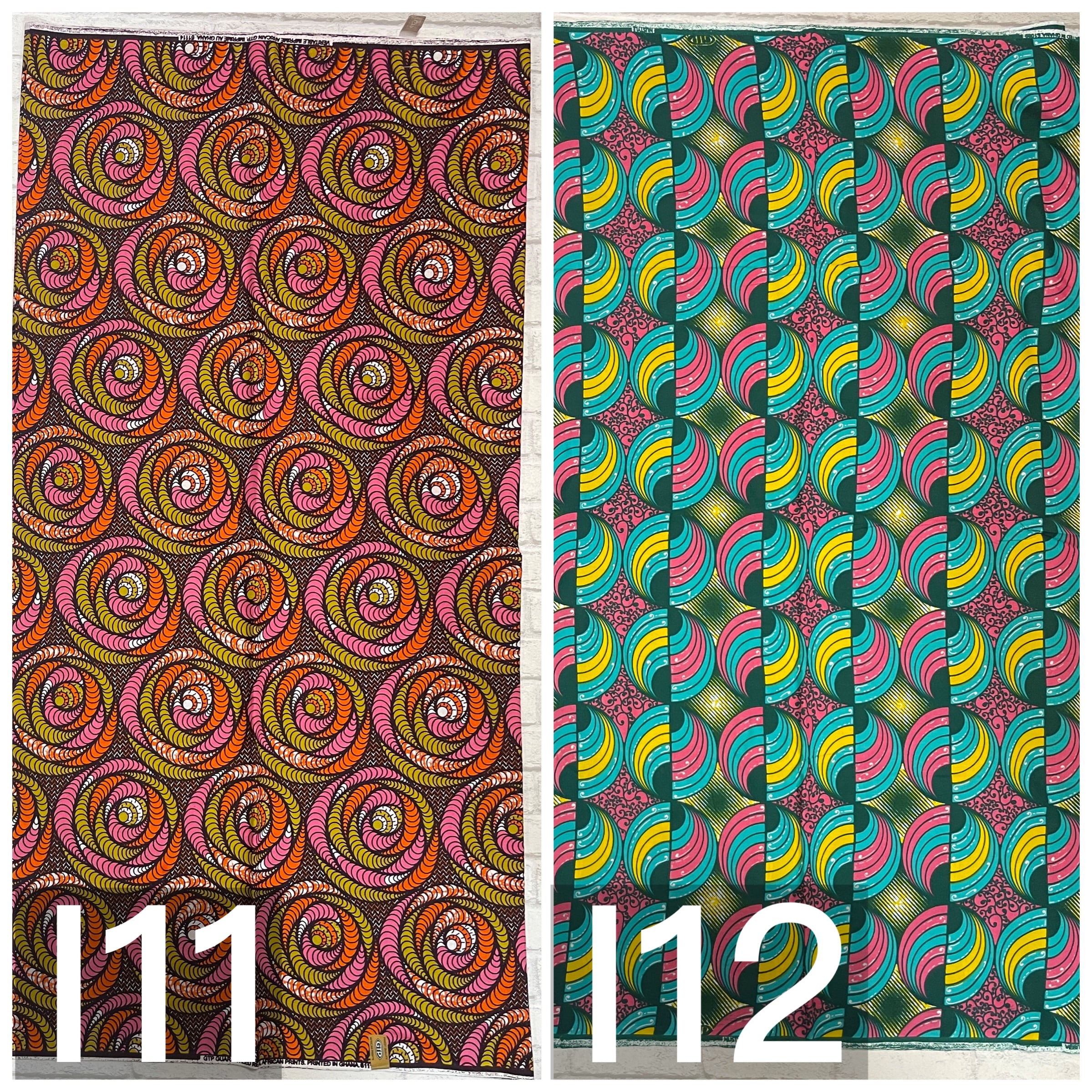 アフリカンファブリック 1ヤード（約90cm）単位販売 I-1 〜 I-12