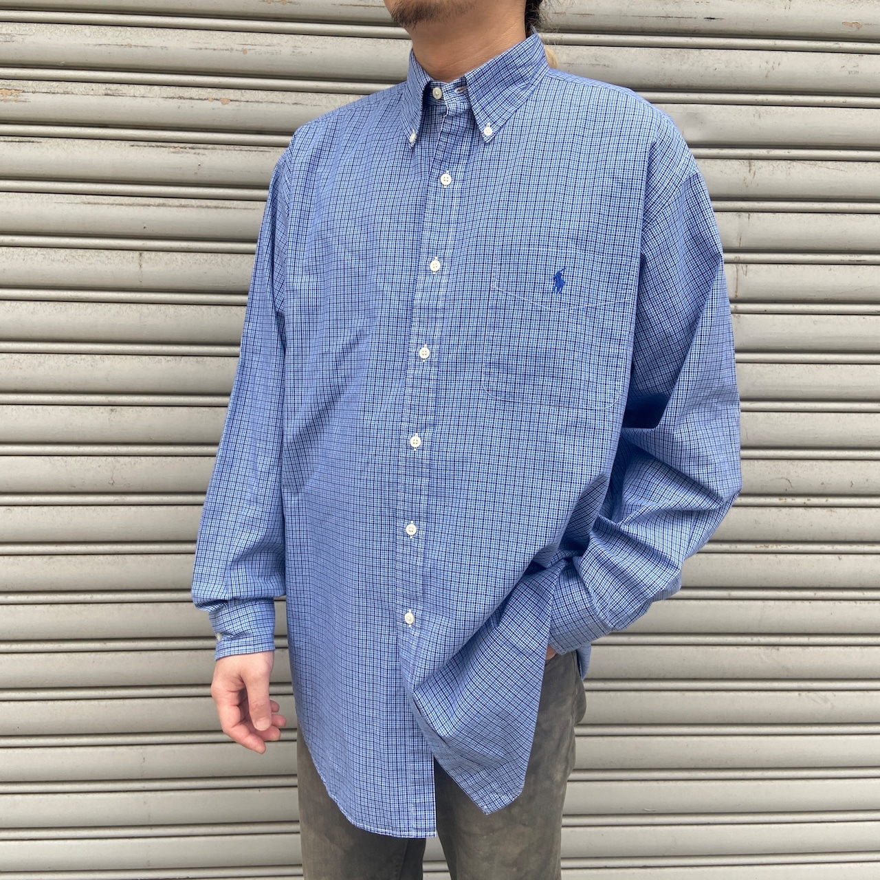 Ralph Lauren Blake ポケット付きブルーチェック柄長袖シャツ