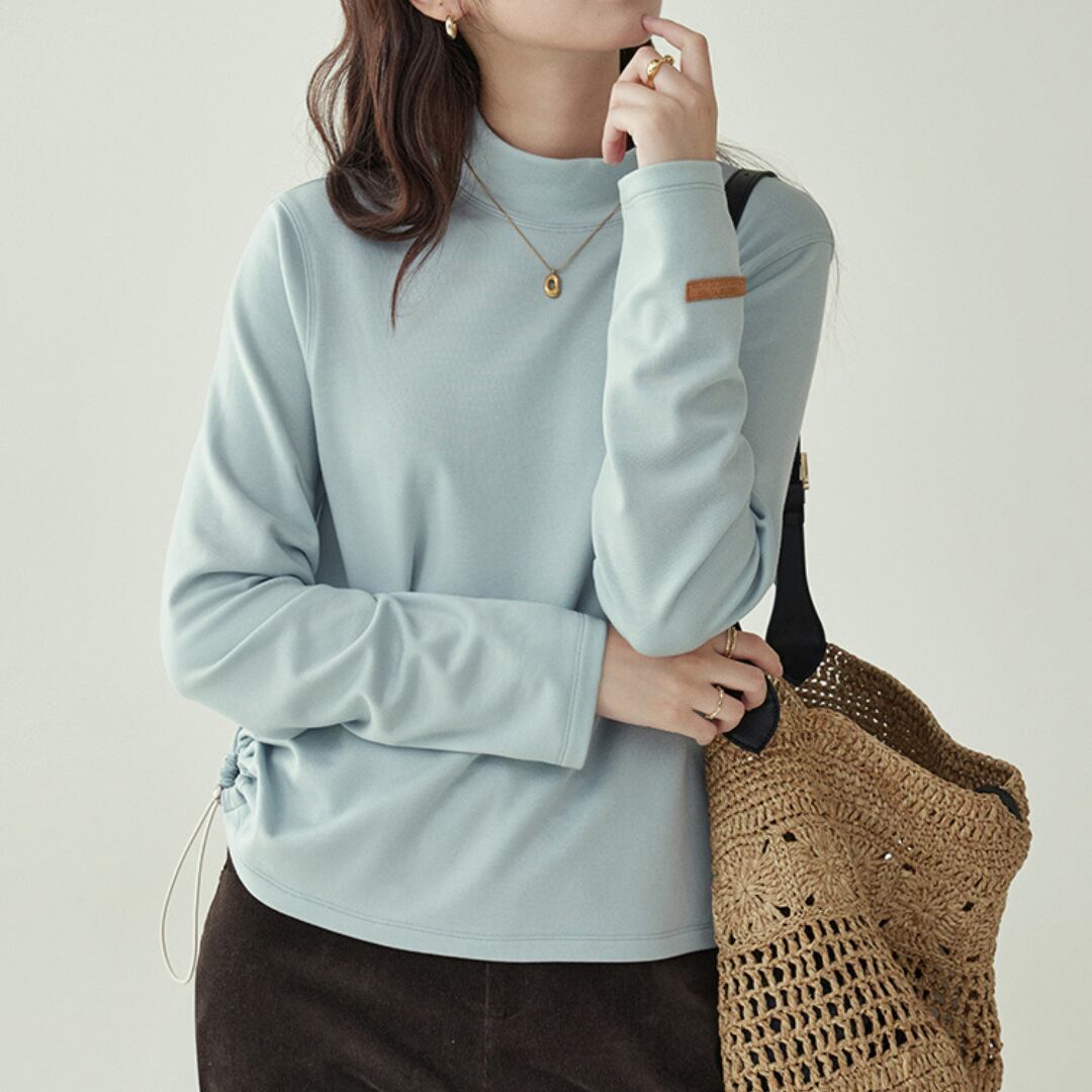 side drawstring high neck top