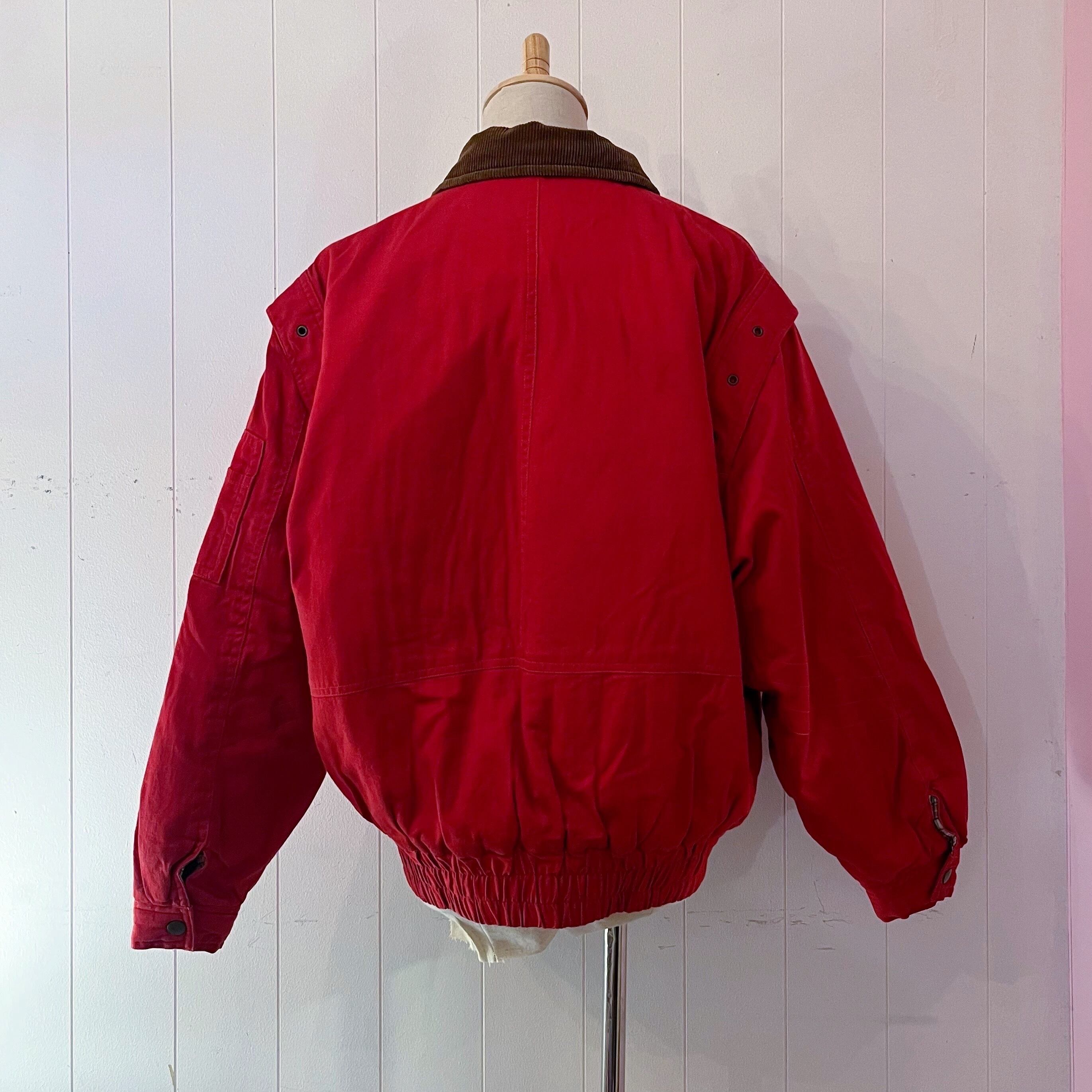 corduroy collar check liner red blouson