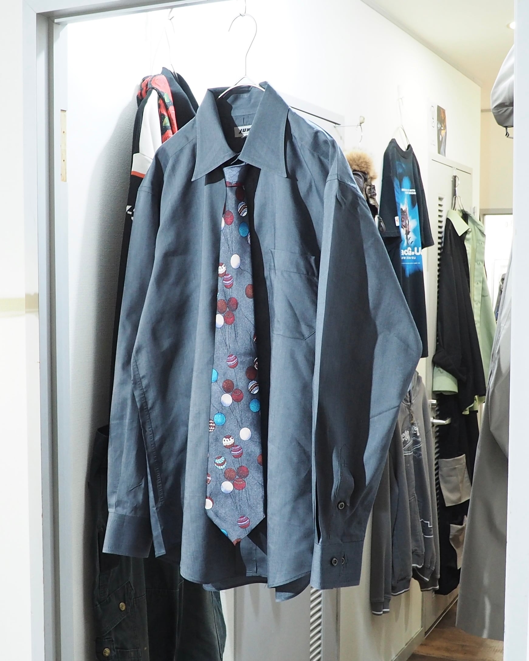 1980s " JUN MEN " Beautiful Glossy Dark gray Color vintage loose Dress shirt