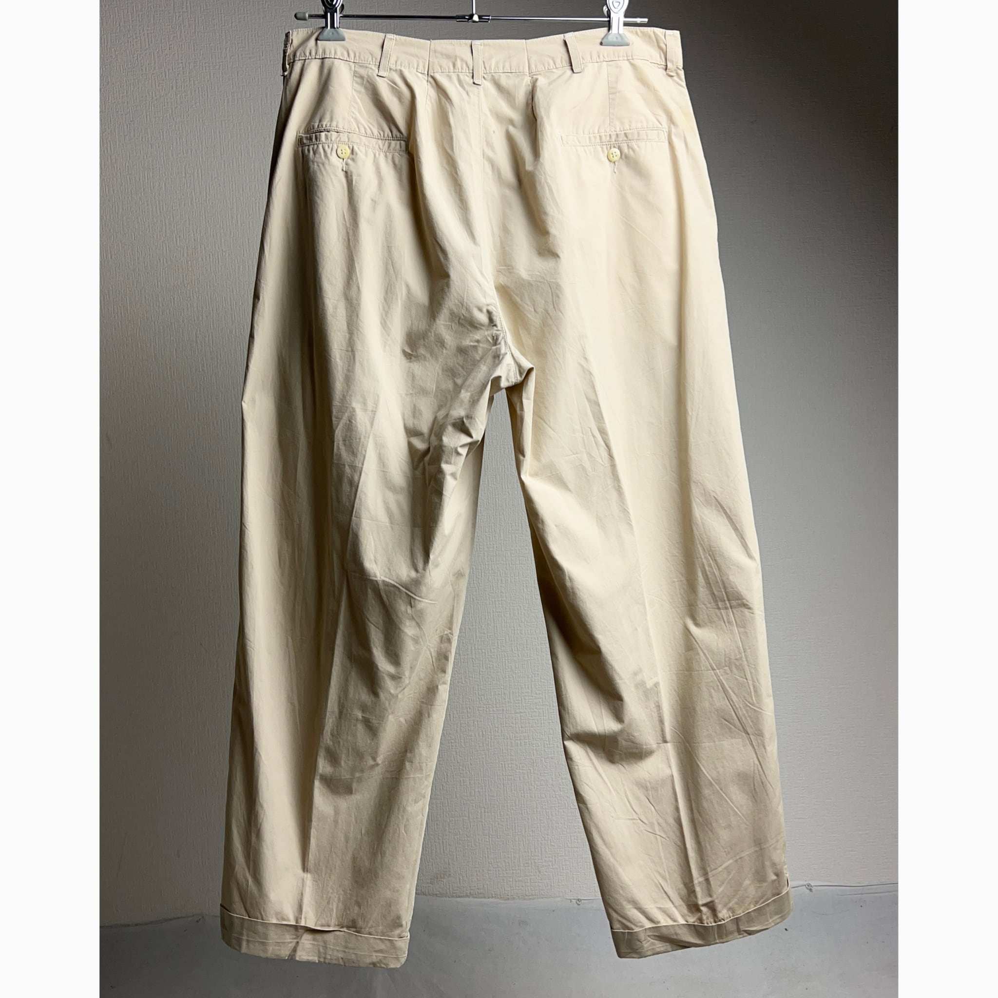 90's “Polo by Ralph Lauren” IN-TUCK COTTON PANTS USA製 2タック ワイドチノパン  ポロラルフローレン インタック W38 90年代【1000A13】