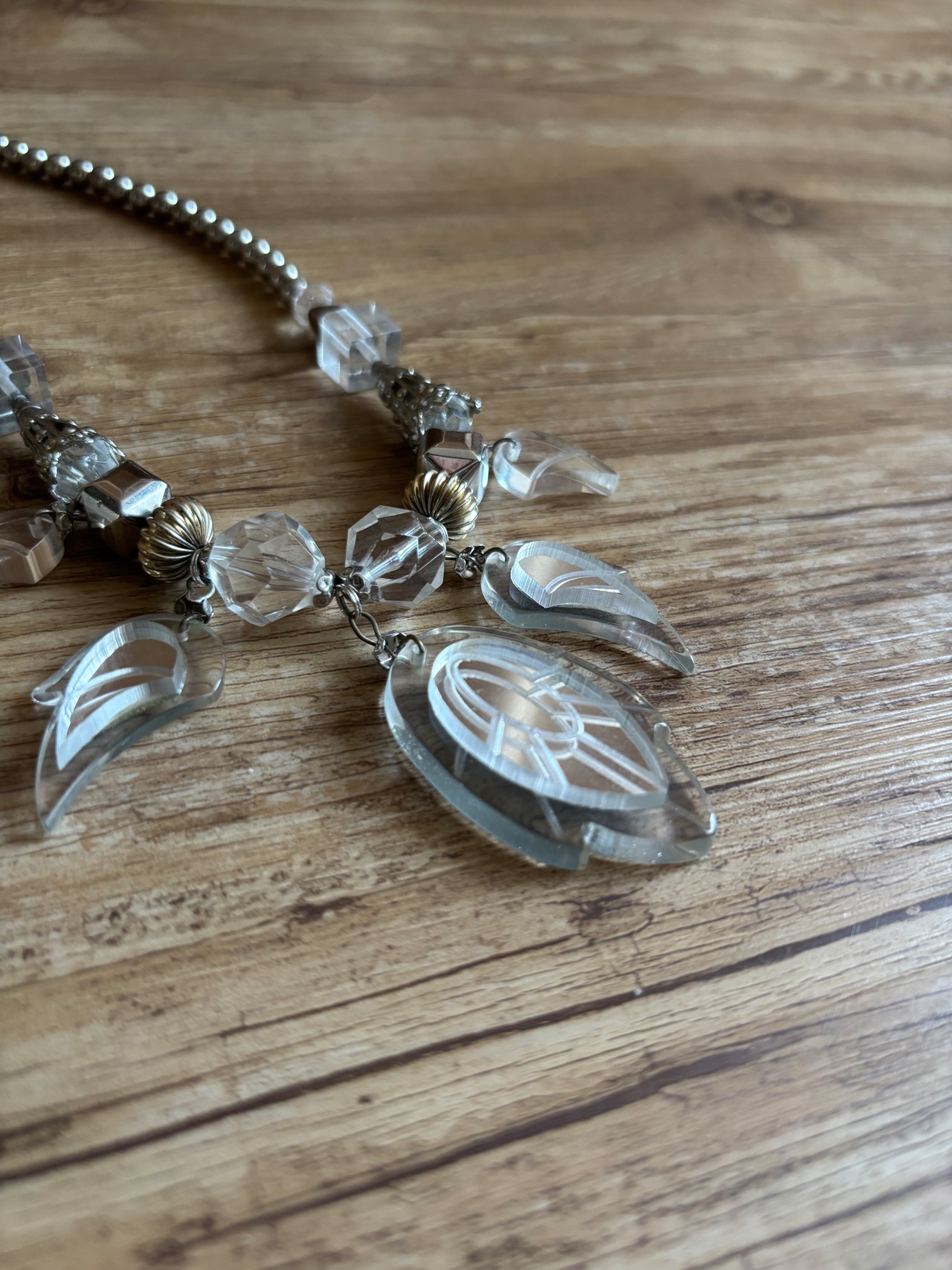 vintage geometric statement necklace-5140-7
