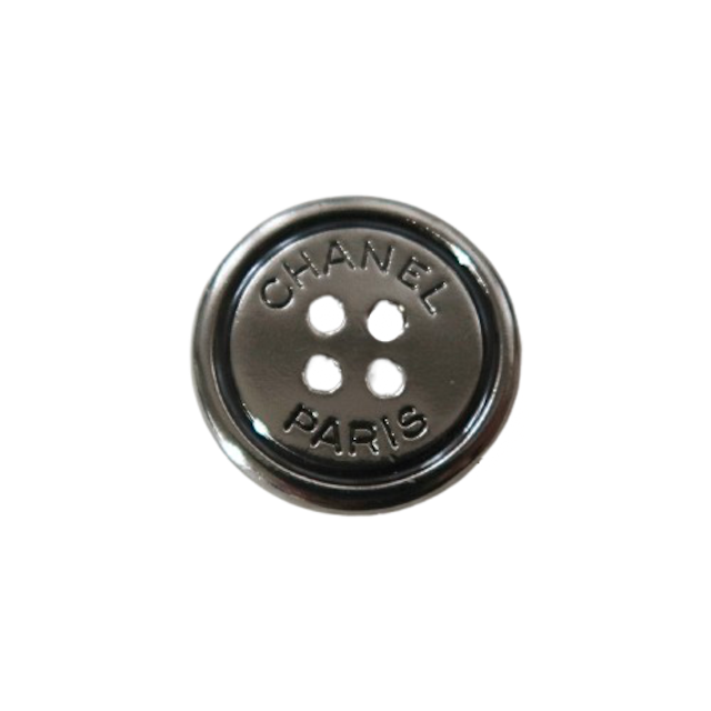 【VINTAGE CHANEL BUTTON】メタルブラック4つ穴 ボタン 16mm