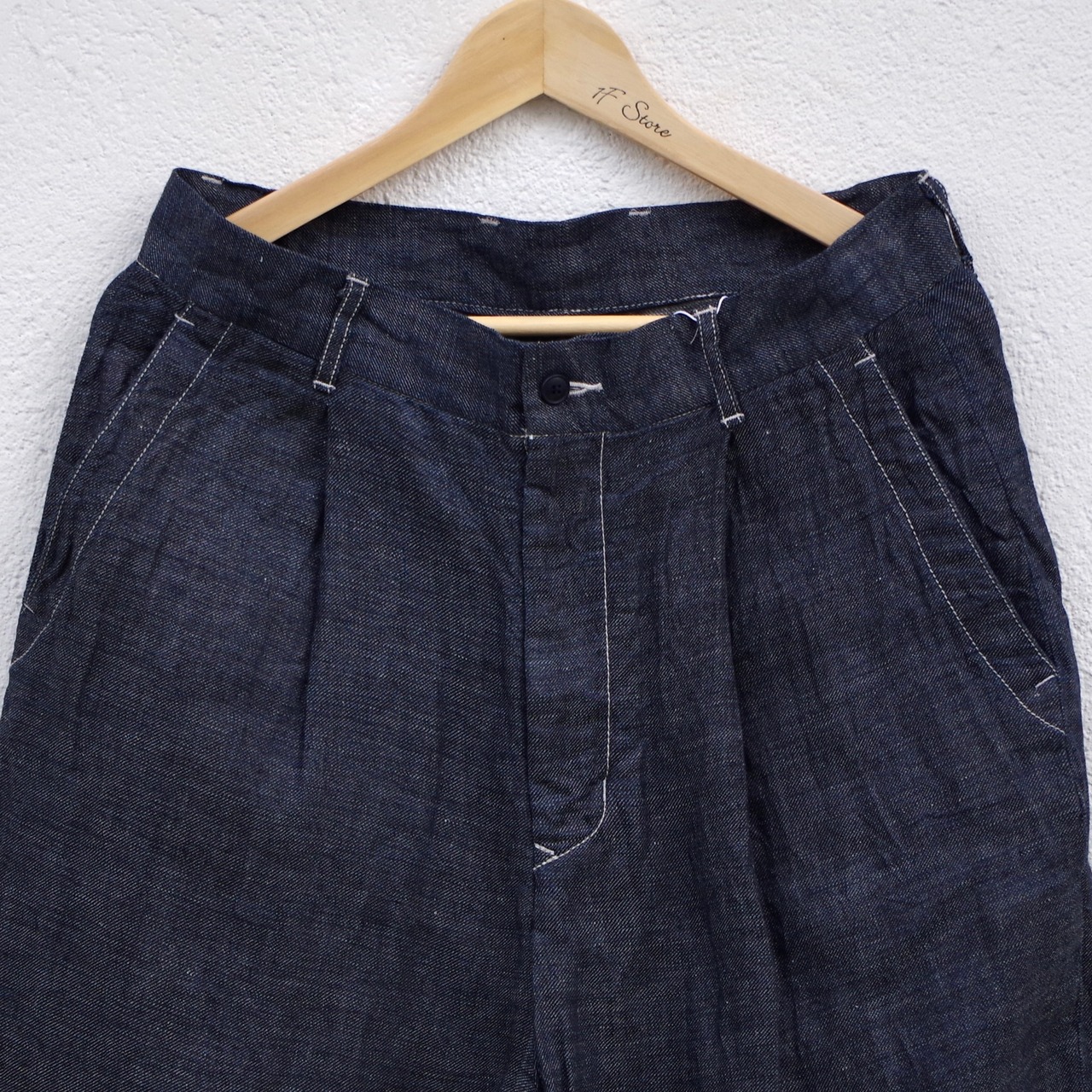 SAGE DE CRET   9/10 Length One -tuck Wide Pants "Linen Denim"