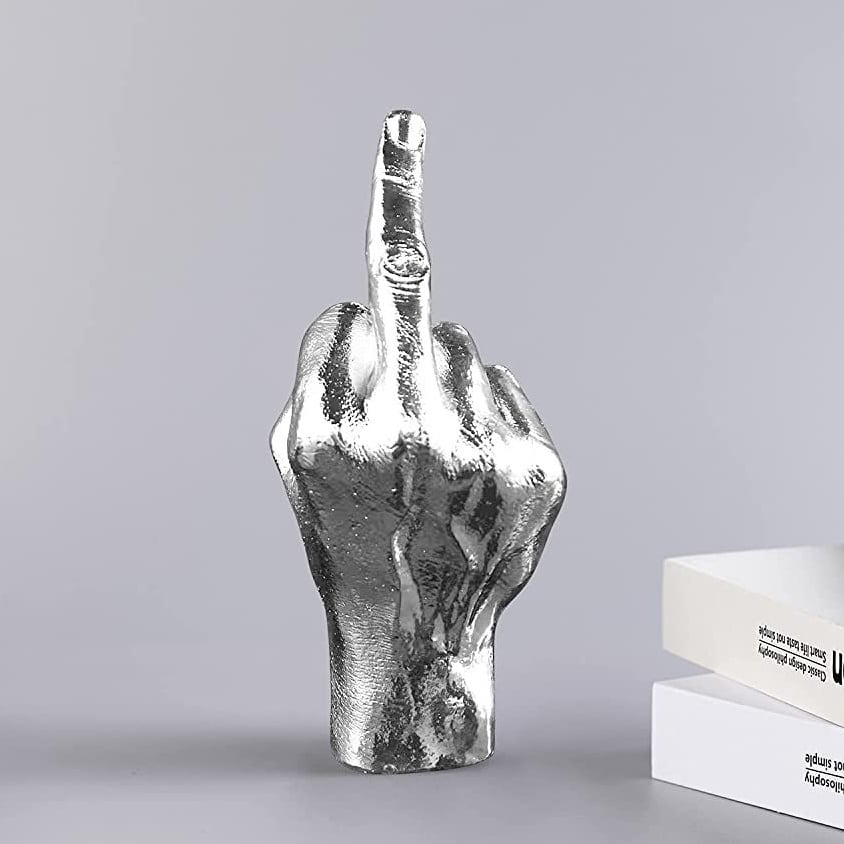 fuck hand」 置物 オーナメント 黒 シルバー | Russel 海外インテリア