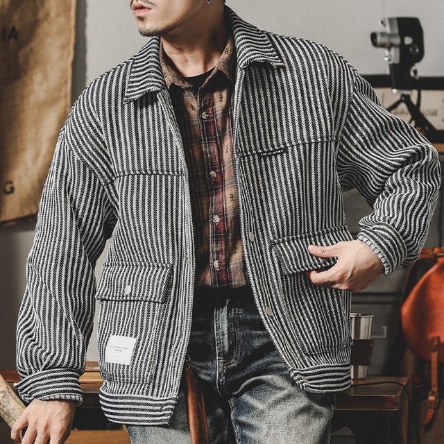 Double pocket retro stripe jacket