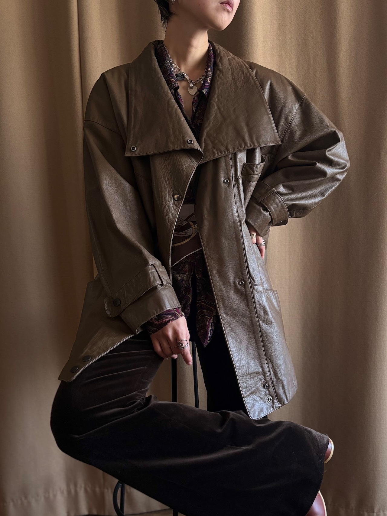 liner set real leather jacket-5134-1