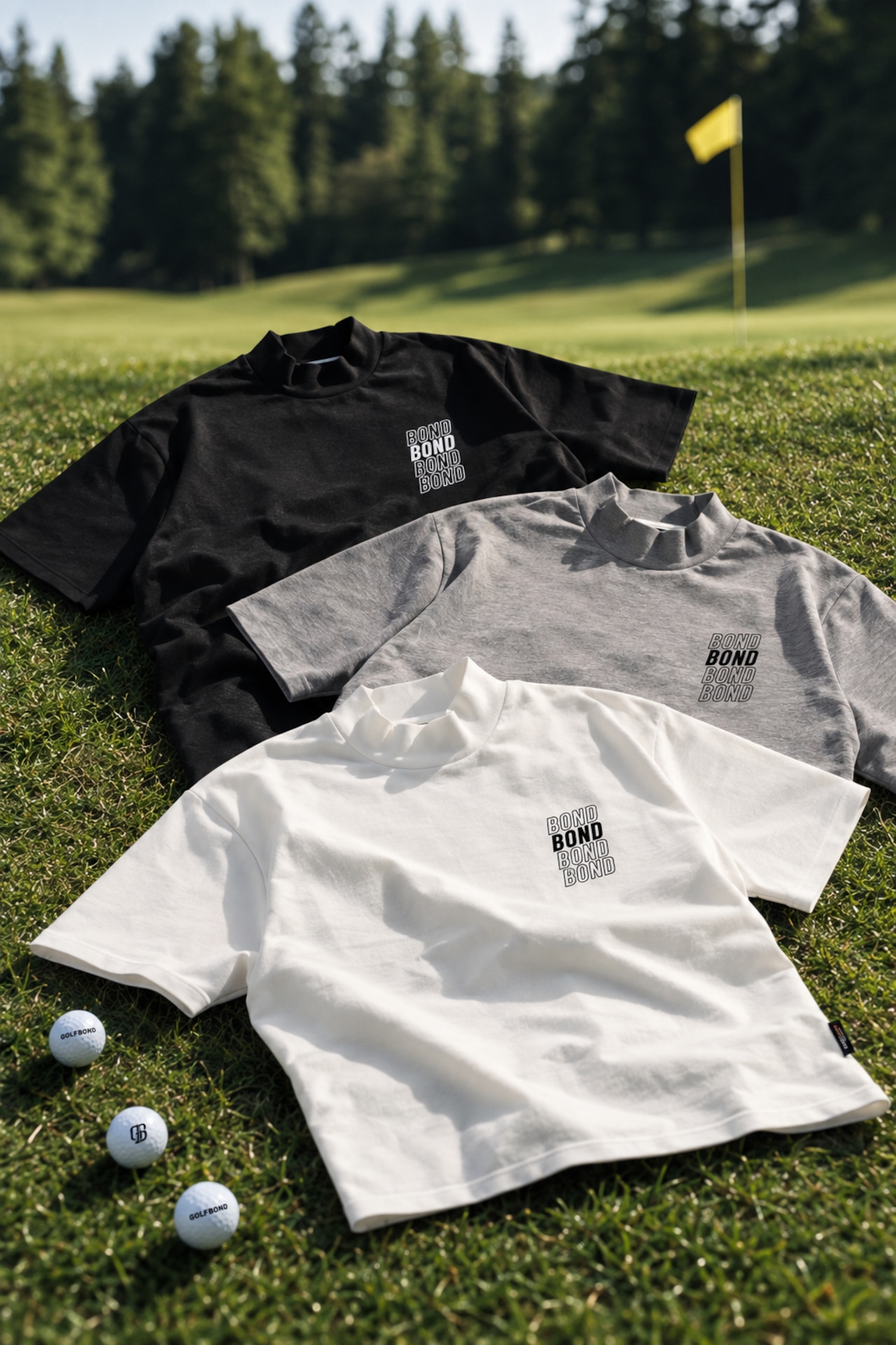 FOUR LINE MOCK NECK WHITE