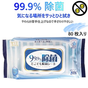 TBD 東美堂 どこでも除菌ウェットシート 80枚入り 除菌 ウェットシート エタノール アルコール 配合 除菌 ウェットティッシュ 家 オフィス お出かけ 掃除 アルコール 除菌シート