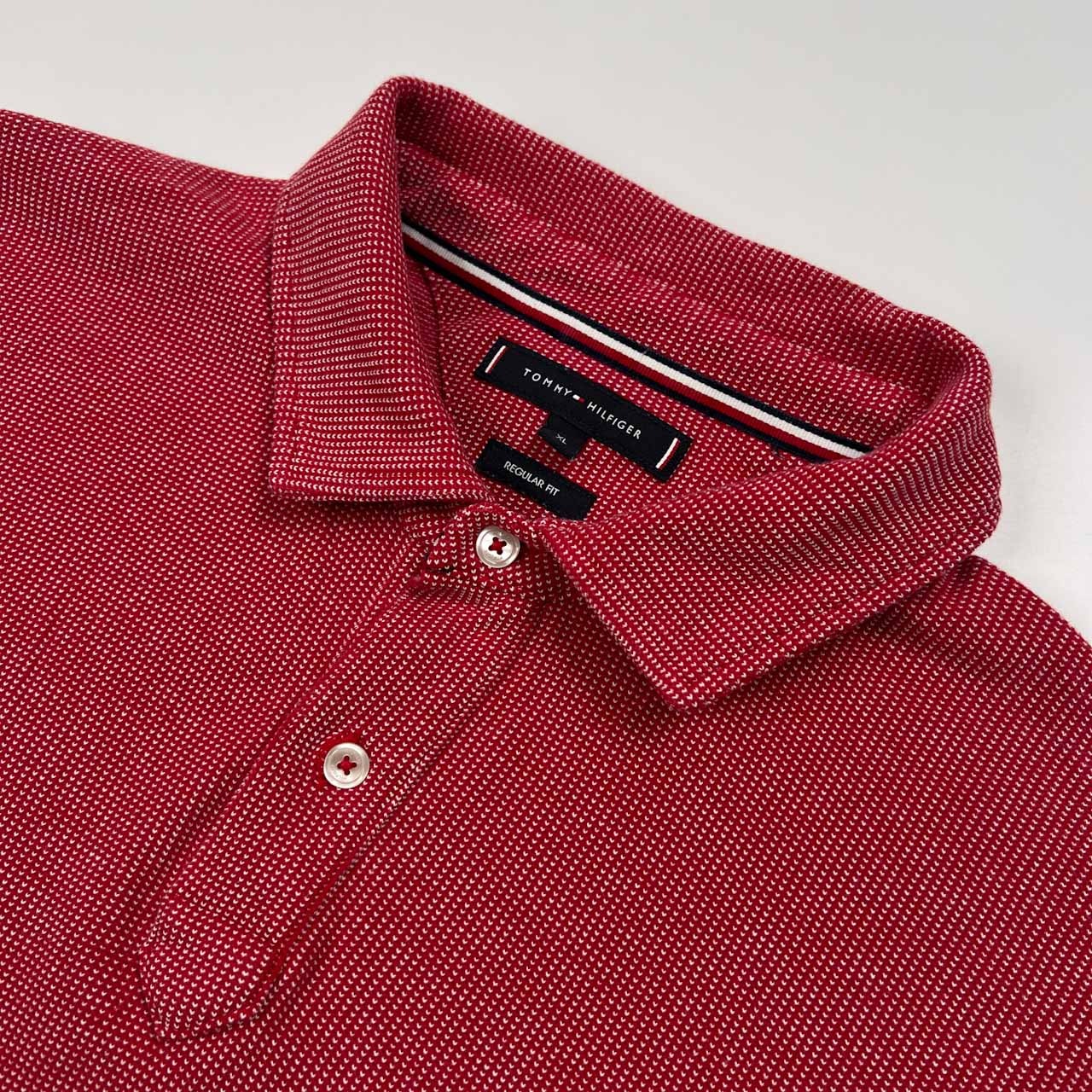 TOMMY HILFIGER トミーヒルフィガー ワンポイント刺繍 半袖 ポロシャツ サイズ XL /メンズ/レッド系/regular fit