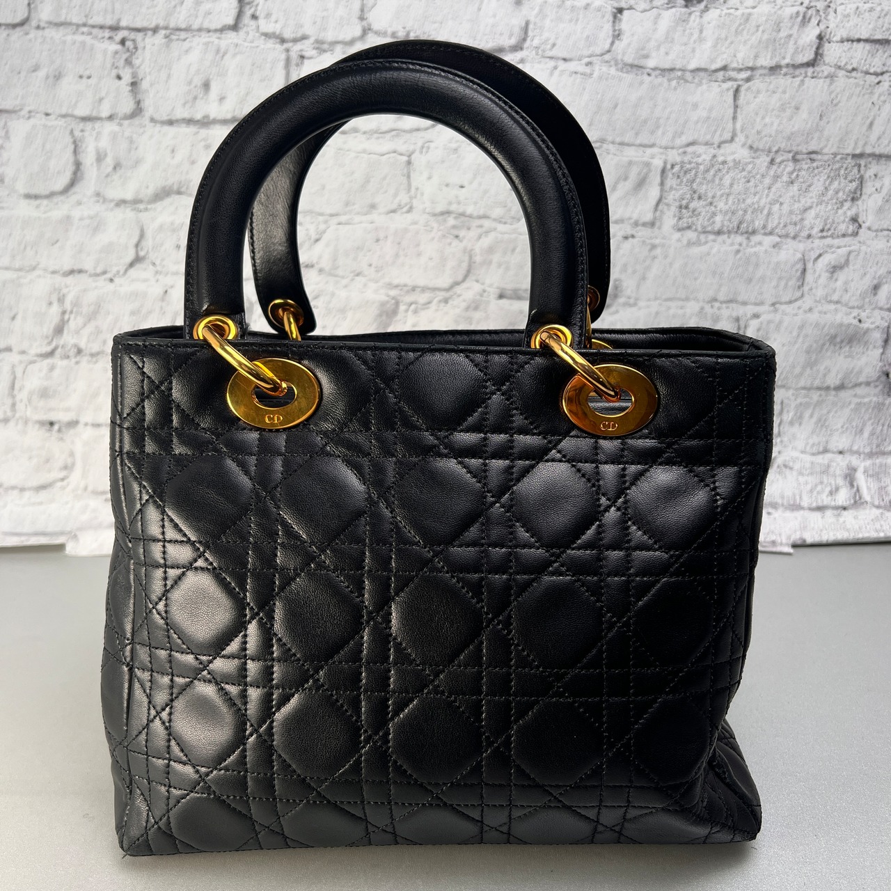 DIOR ディオール レディディオール ミディアム カナージュ  ハンドバッグ 黒 A-14122
