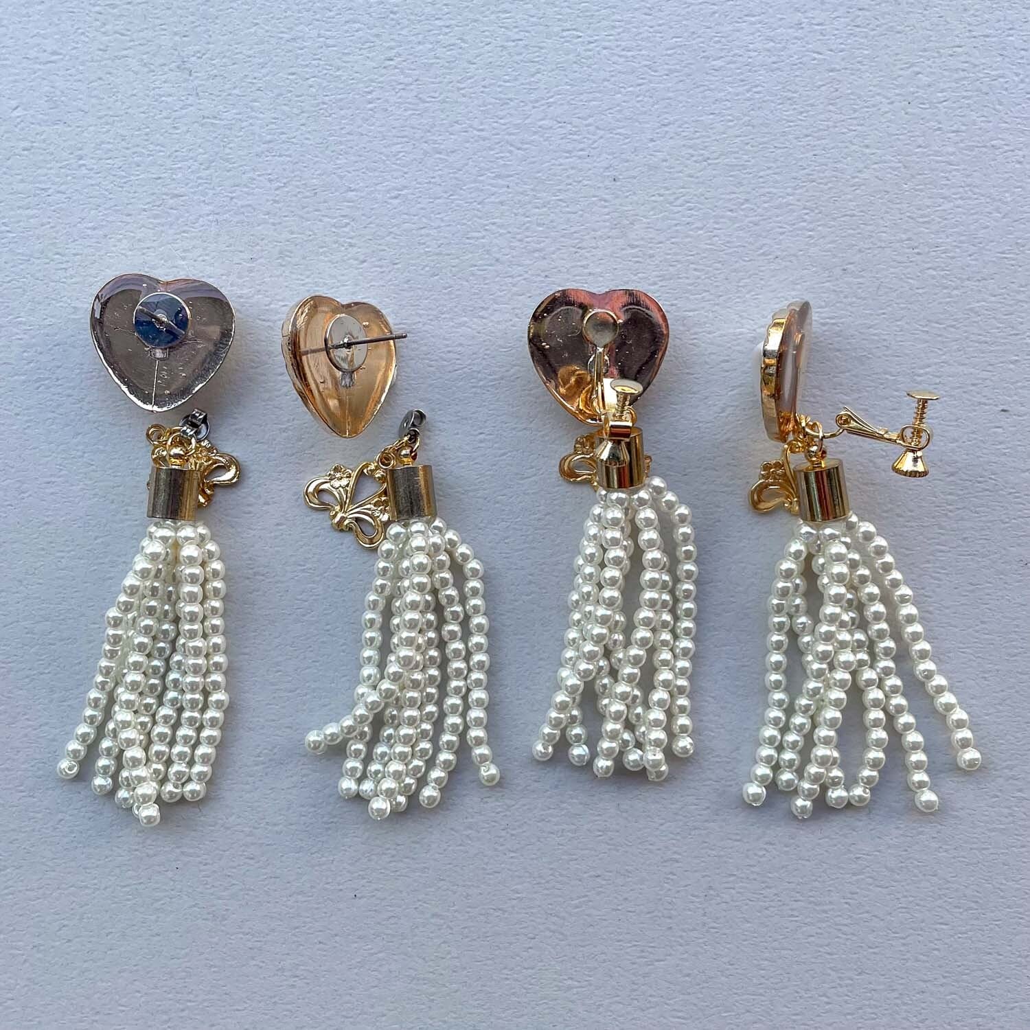 ハートパールとパールタッセル〈ピアス/イヤリング〉 | Dua