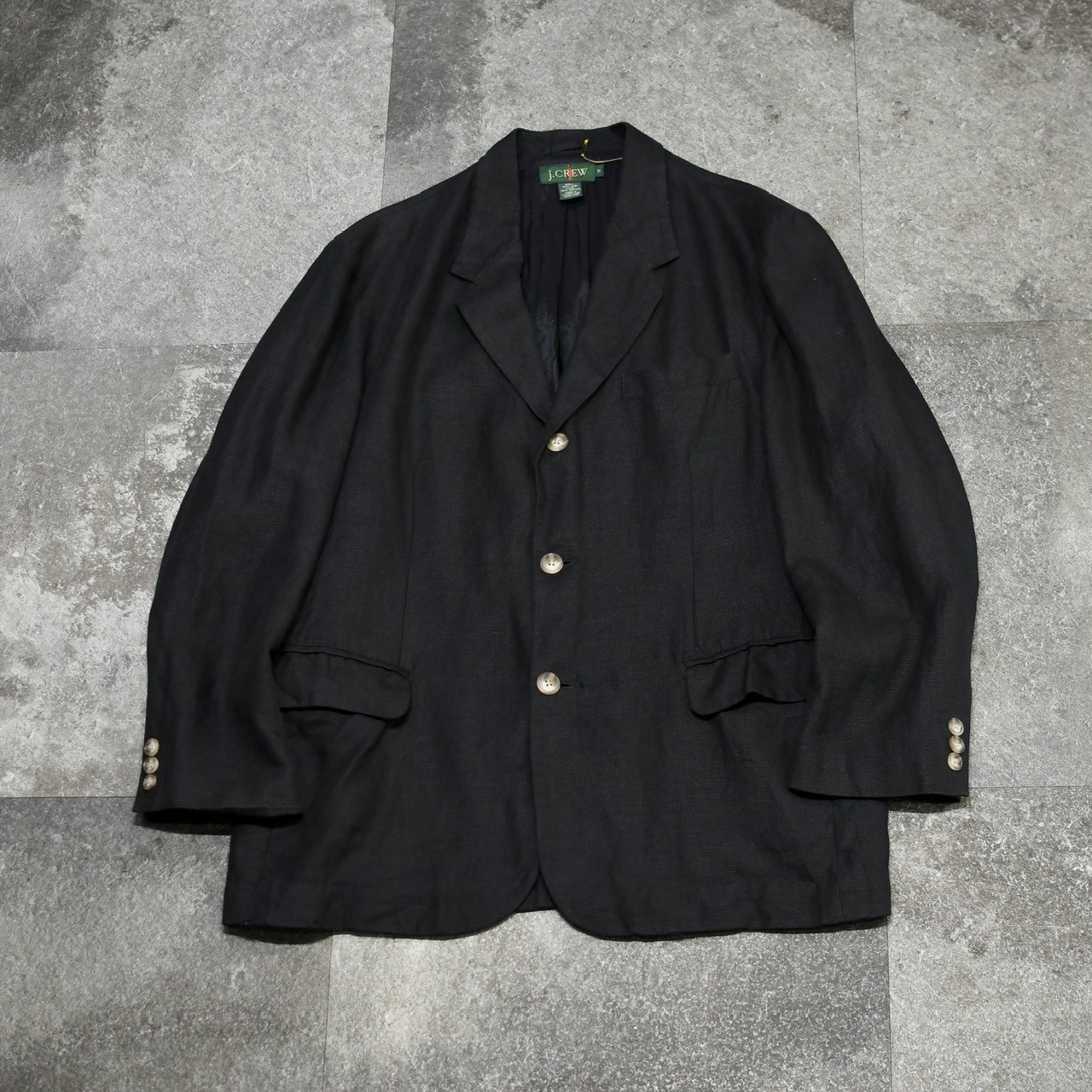 90's J.crew black linen tailored jacket