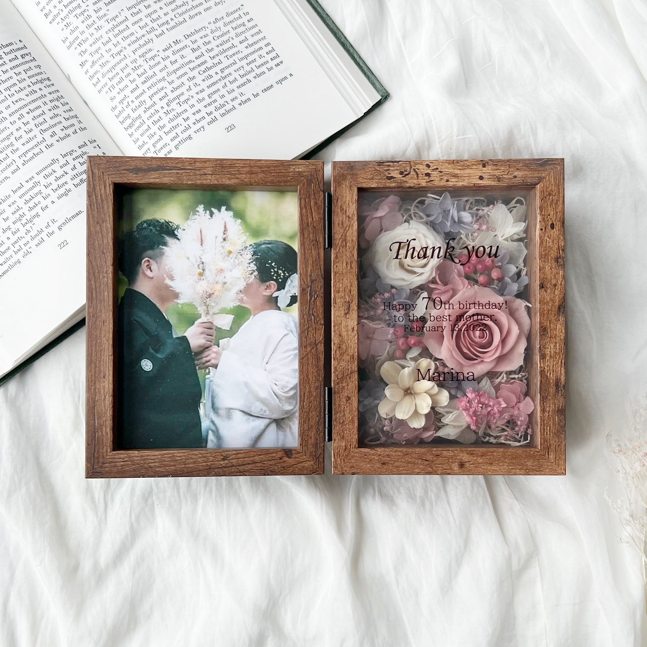 感謝価格＊写真立て 文字入れOK 7003ピンクパープル フォトフレーム