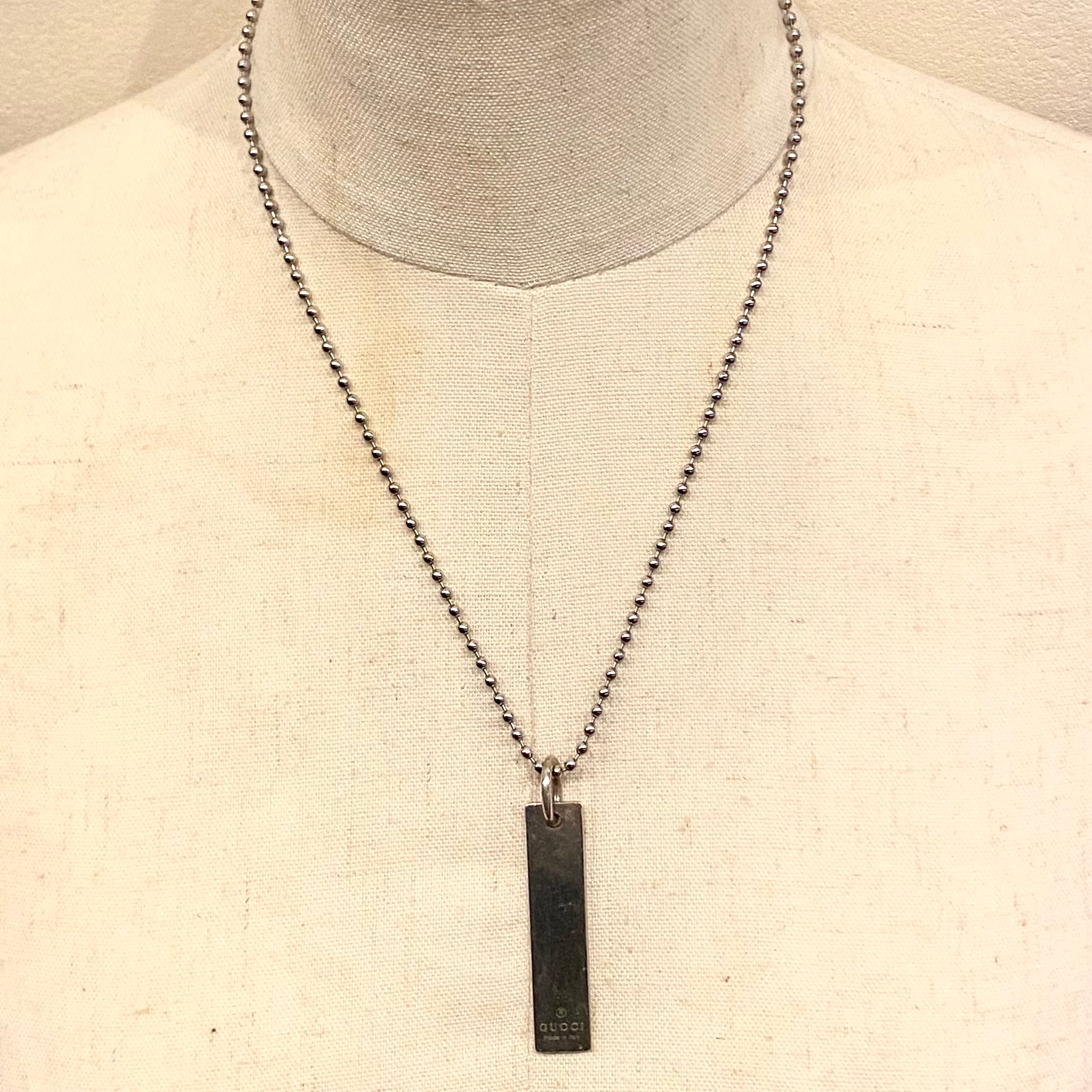 GUCCI LOGO PLATE NECKLACE/シルバー/ネックレス GUCCI LOGO PLATE NECKLACE/シルバー/ネックレス/SILVER