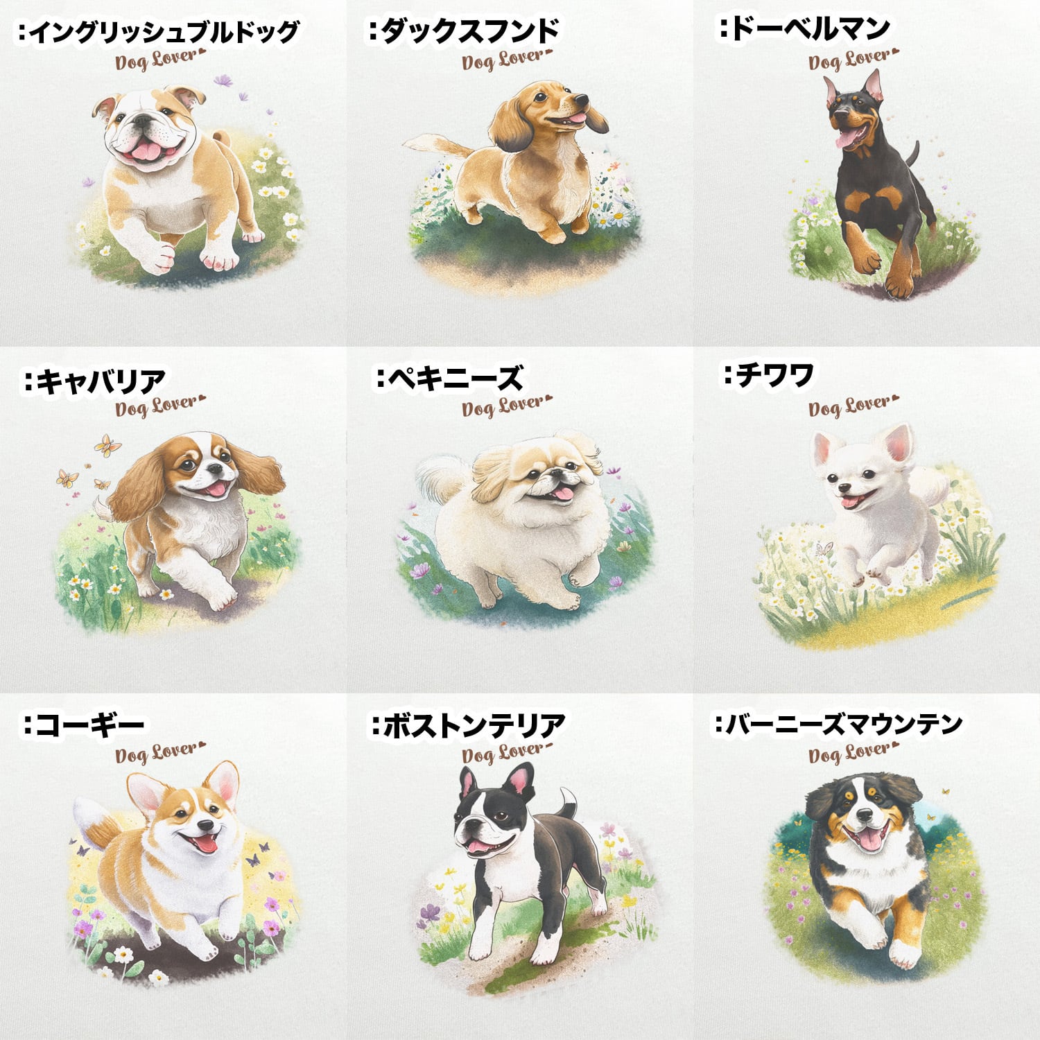 自然に囲まれた”シリーズ 犬種選べる ホワイト Tシャツ 】 おしゃれ
