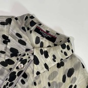 シルク100% LEONARD レオナール アニマル 総柄 シアー シースルー ブラウス シャツ 11R /レディース/日本製