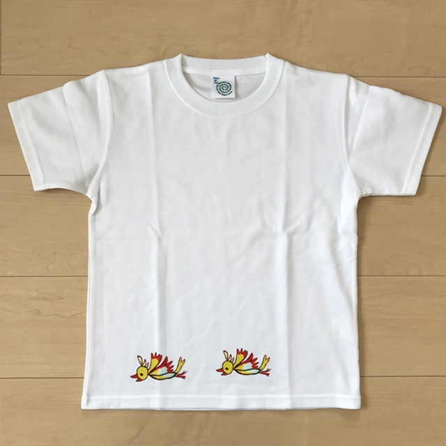 オールドTシャツ企画　オリジナルプリントT　左向きトリ2匹　SSサイズ