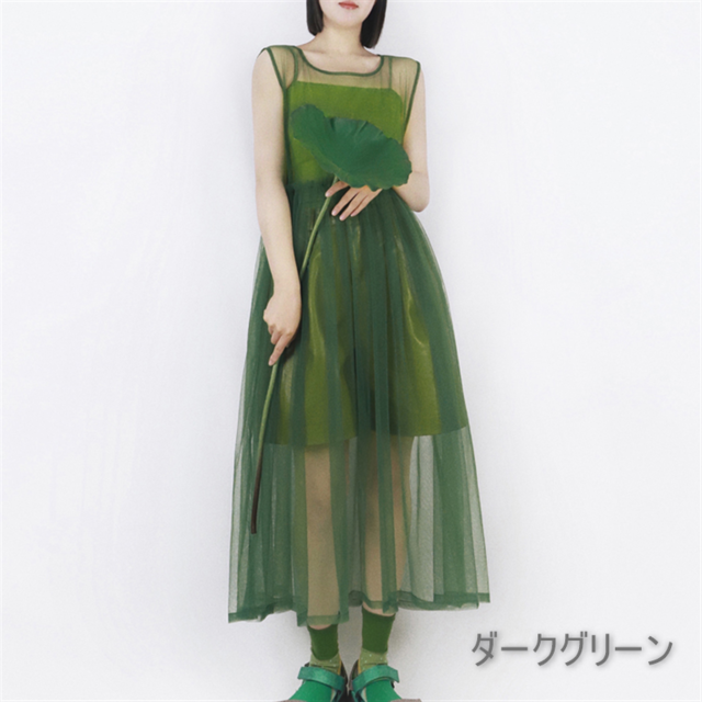 【Tea Tree】シアーメッシュロングワンピース　6color　10379