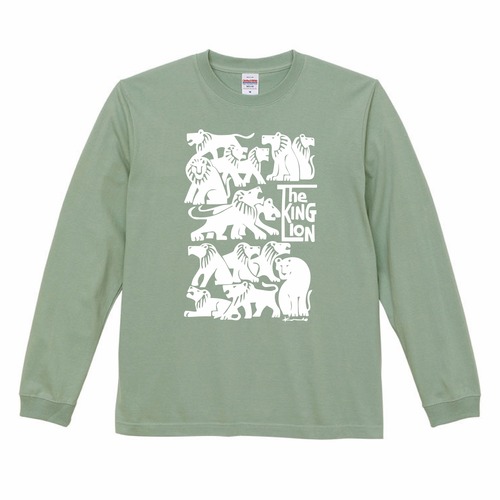 [予約] ロングTシャツ -スモーキーグリーン x ホワイト(Front Only)