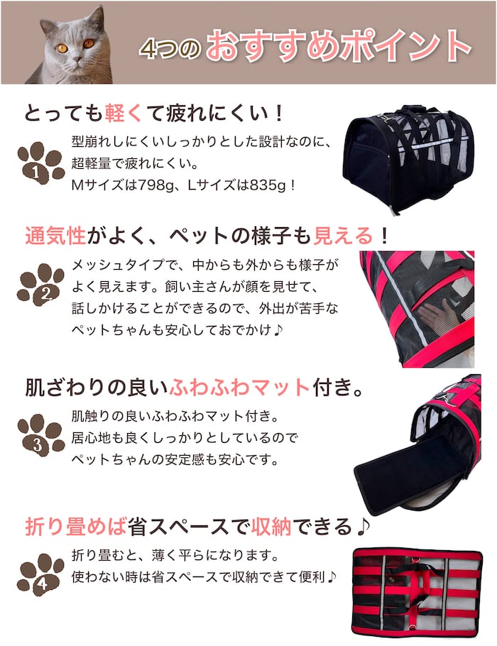 Mペット用キャリーバッグ メッシュ 5色 夏用 通気性 ac18257-18260