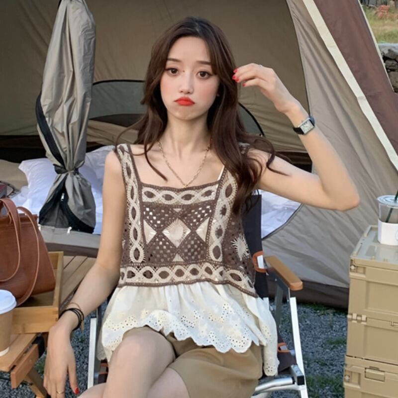 スタンダードスタイルルーズ薄手ノースリーブトップス レトロ YY-ファッション58166002414