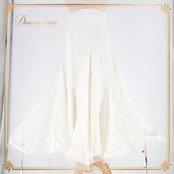 社交ダンス 衣装 スタンダード スカート レッスンウェア レディース ホワイト系 白 花柄 レース 練習着 ボリューム フェミニン かわいい オールホワイト 洗練 存在感 伸縮性 動きのある ホースヘア 練習用 スカート レディース用 おしゃれ 可愛い シンプル 高級感 着こなしやすい フリル風 透け感 楽な着心地