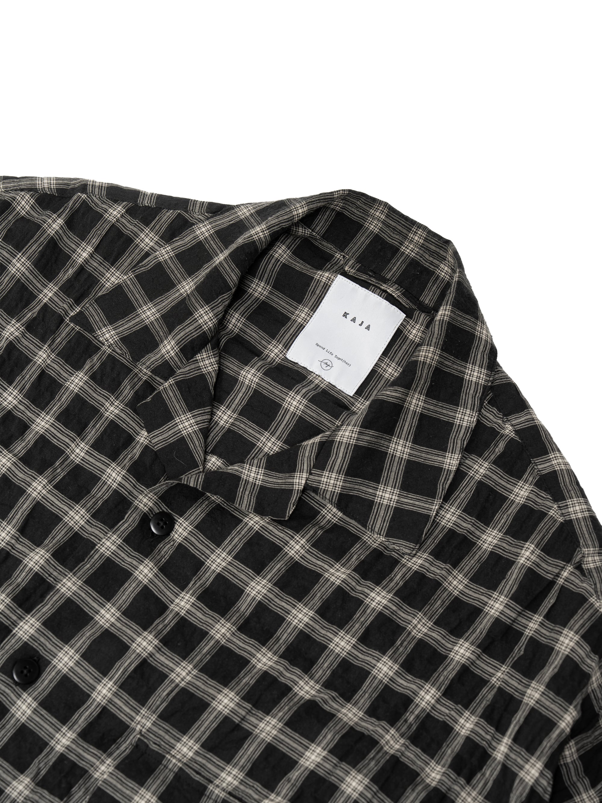 KAJA ORGANIC COTTON CHECK OPEN COLLAR SHIRT | KAJA