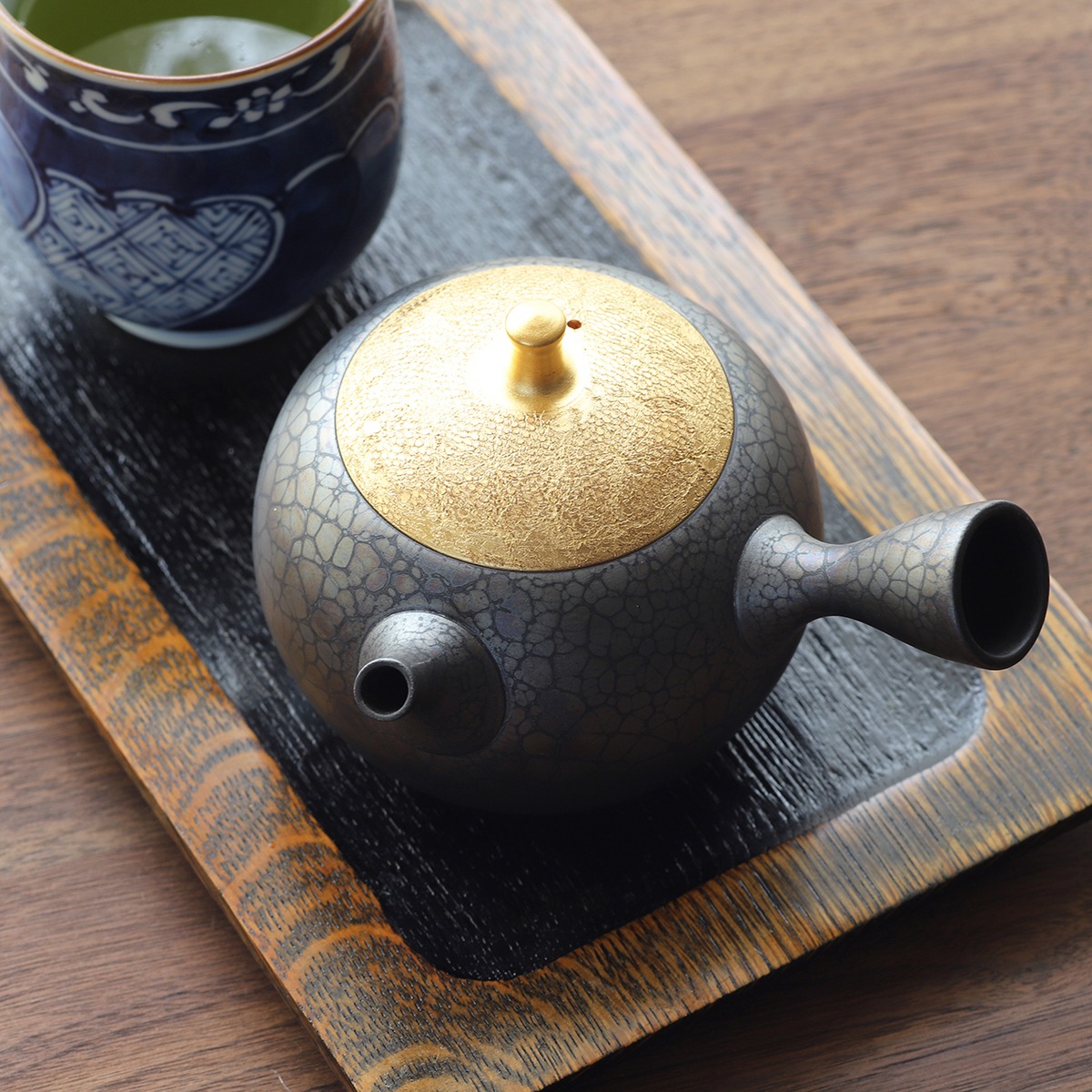 昭龍天目（金彩） 急須 常滑焼の名工・梅原昭二（常滑焼）極上急須 