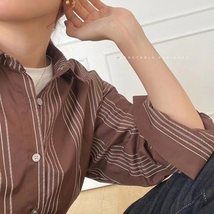 ドロップショルダー ストライプシャツ　AJ2205-1136