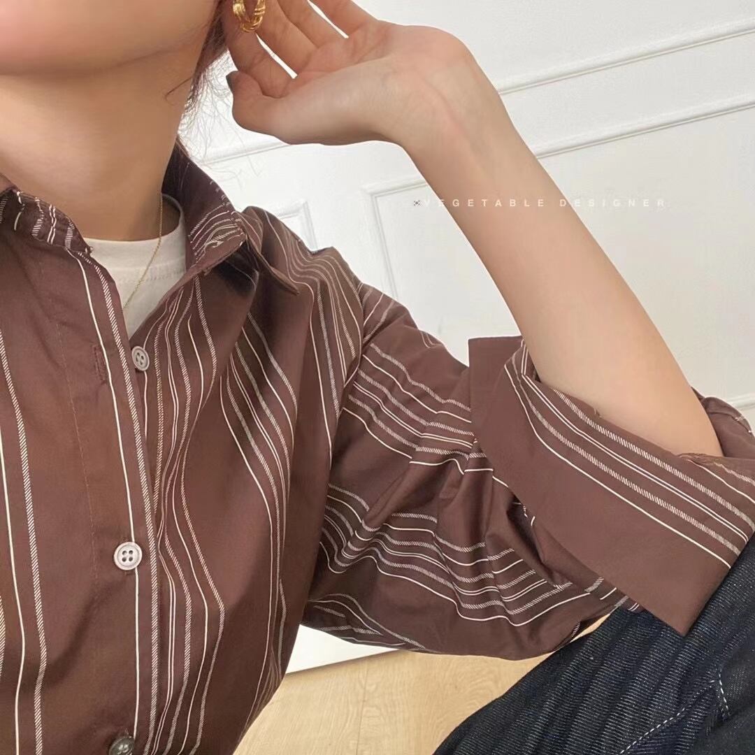 ドロップショルダー ストライプシャツ　AJ2205-1136