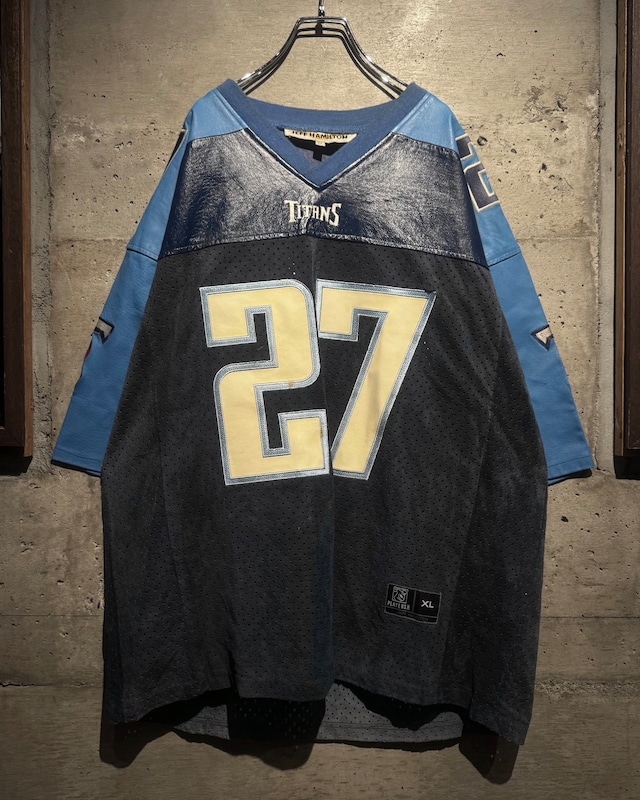 【Caka】“JEFF HAMILTON” “NFL” “Tennessee Titans” Vintage Loose Leather Game Shirt
