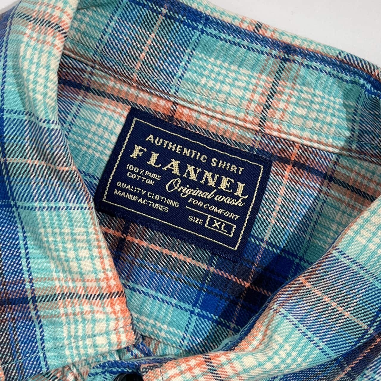 UNIQLO ユニクロ チェック 長袖 フランネルシャツ XL/ブルー系 メンズ