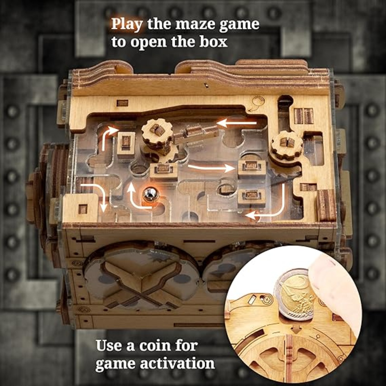 iDventure A-Maze-ing Safe - トリッキーギフトパッケージ - 3Dパズルボックス - 現金用貯金箱 - 大人のための3Dパズル  - 脱出部屋ゲーム - 頭の体操 - 男性のための誕生日プレゼントガジェット - 宝箱, IDGB3 | グッドスマイリー BASE店