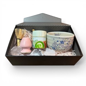 WACHA Outdoor Matcha Starter Set – Blue Sakura | Small Japanese Nodate Chawan | Mino Ware, Made in Japan