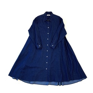 "blue over dye"  flare-shirt one piece     FREEサイズ